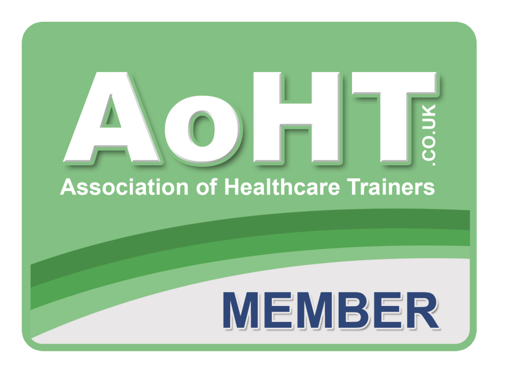 Association of Healthcare Trainers member logo with hyperlink to the AoHT website.